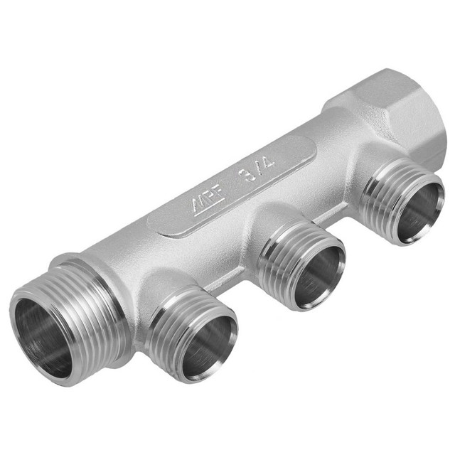 коллектор 3 выхода 3/4" х 1/2" НР латунь