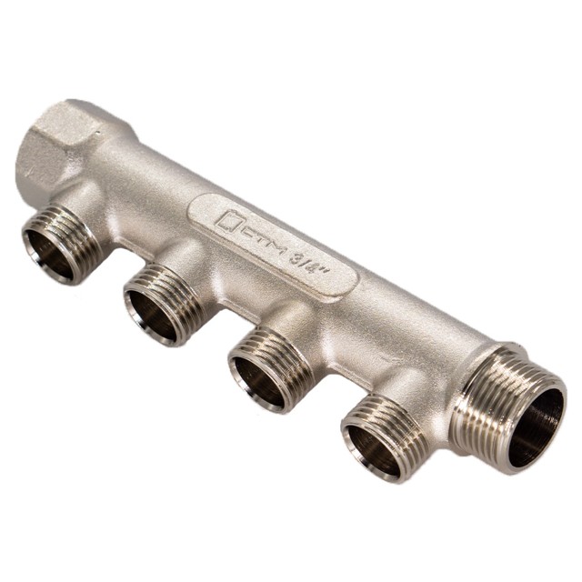 коллектор 4 выхода CTM 3/4" х 1/2" НР латунь
