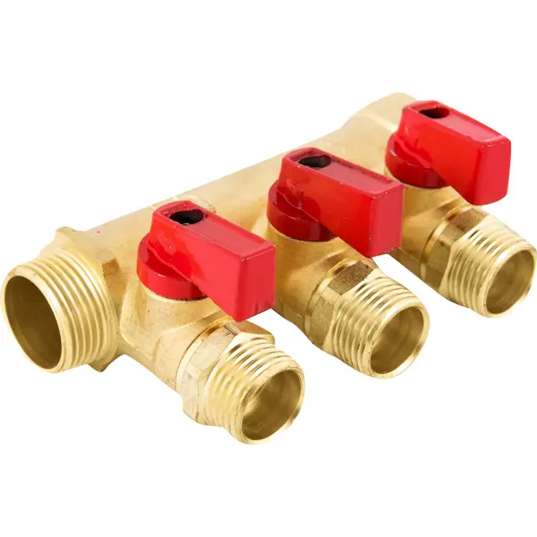Коллектор Aquabeam с 3 шаровыми кранами 3/4"x1/2" НР латунь