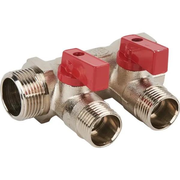 Коллектор Euros на 2 выхода 3/4"x1/2" НР латунь
