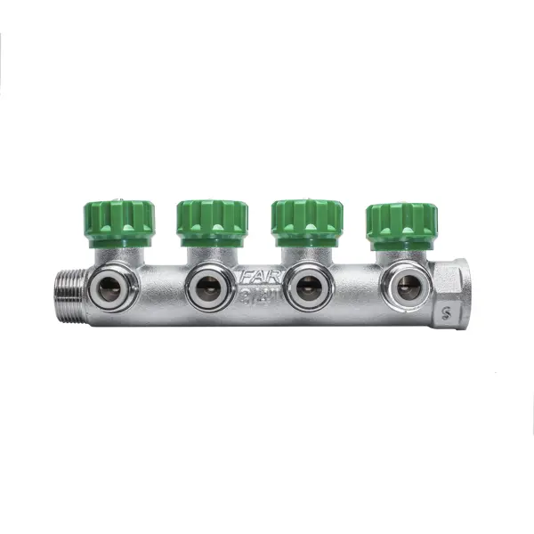 Коллектор распределительный FAR FK 3824 3412UN 3/4"x1/2" евроконус 4 выхода латунь