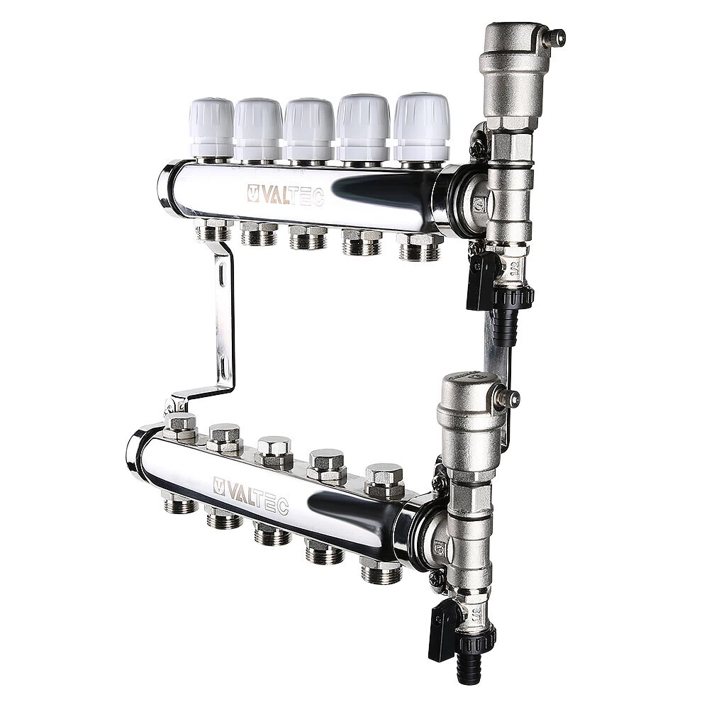 Коллекторная группа Valtec 1 ВР(г) х 4 выхода 3/4 НР(ш) ЕК х 1 ВР(г)