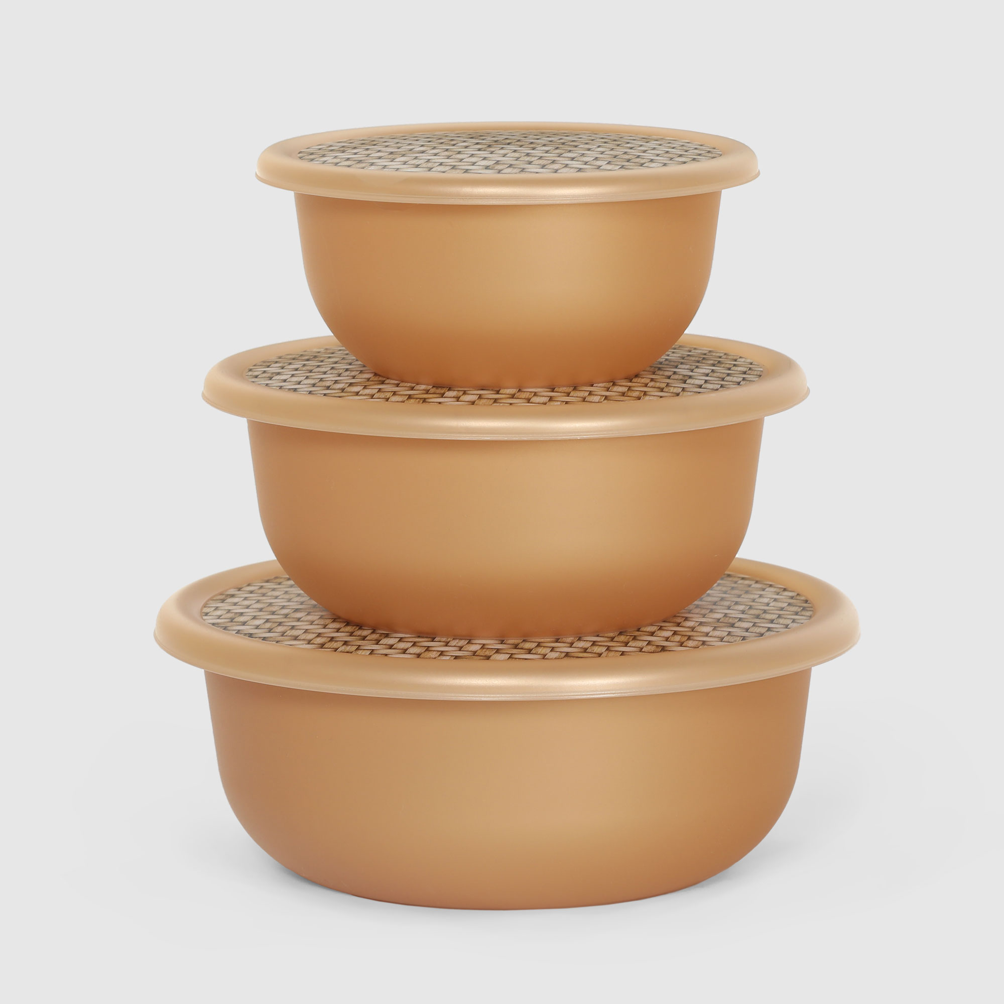Комплект мисок Lidex Sunrise с крышками с декором золотой 3 шт 1,2 л+2,1 л+3,2 л