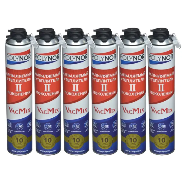 Комплект напыляемый утеплитель Polynor VacMix 6 шт. 15 м²
