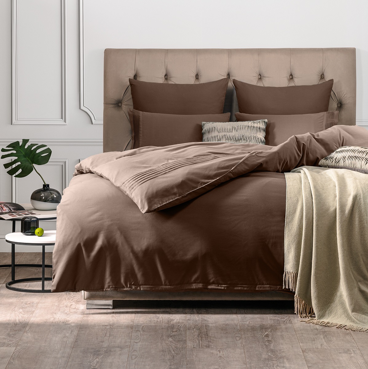 Комплект постельного белья Sleepix Миоко коричневый Двуспальный евро