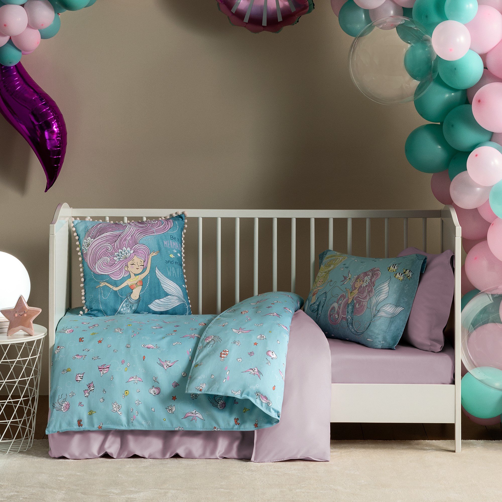 Комплект постельного белья Togas Kids Мермани бирюзовый/розовый 100x120/120x140/40х60 см