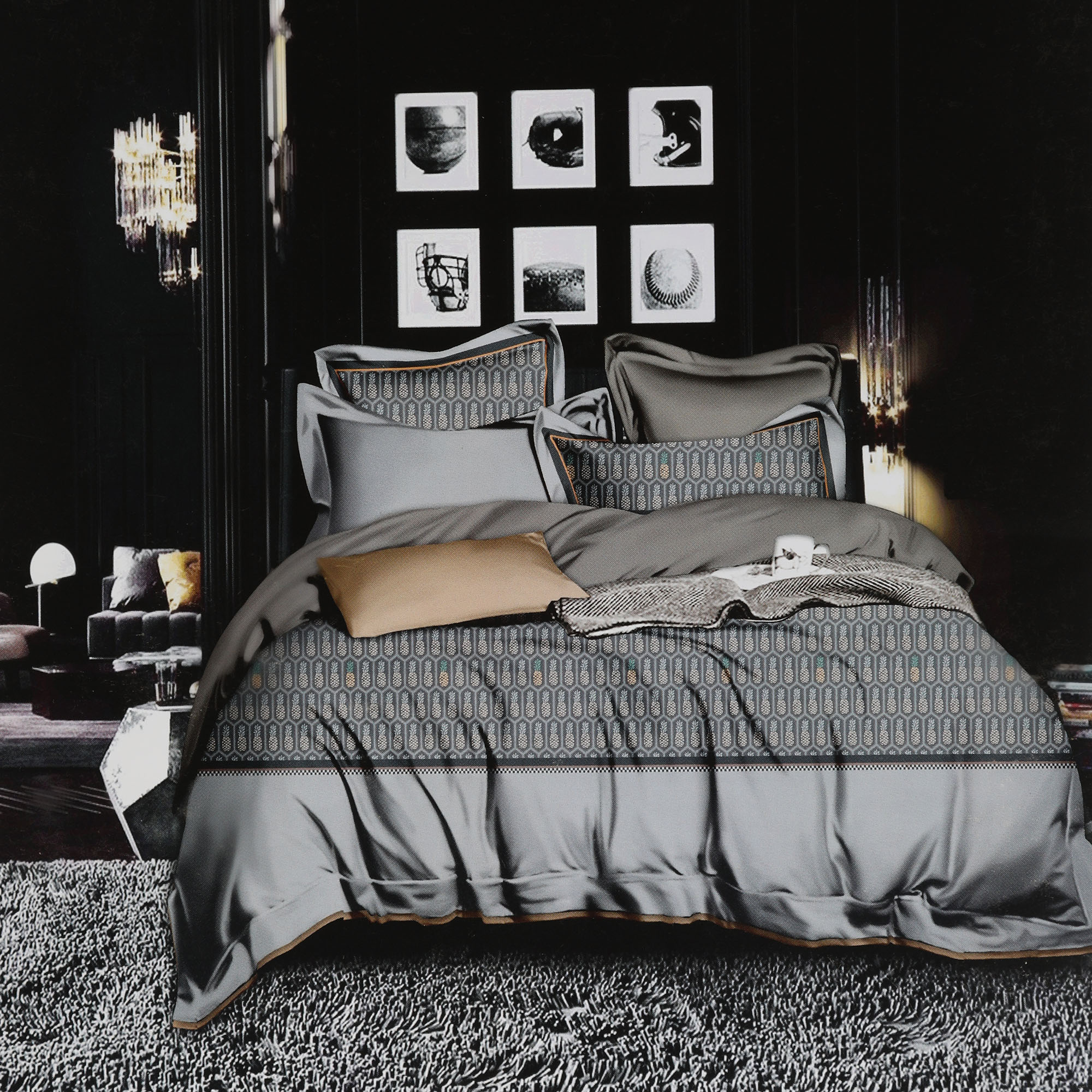 Комплект постельного белья Wonne Traum Elegance Edward grey Семейный