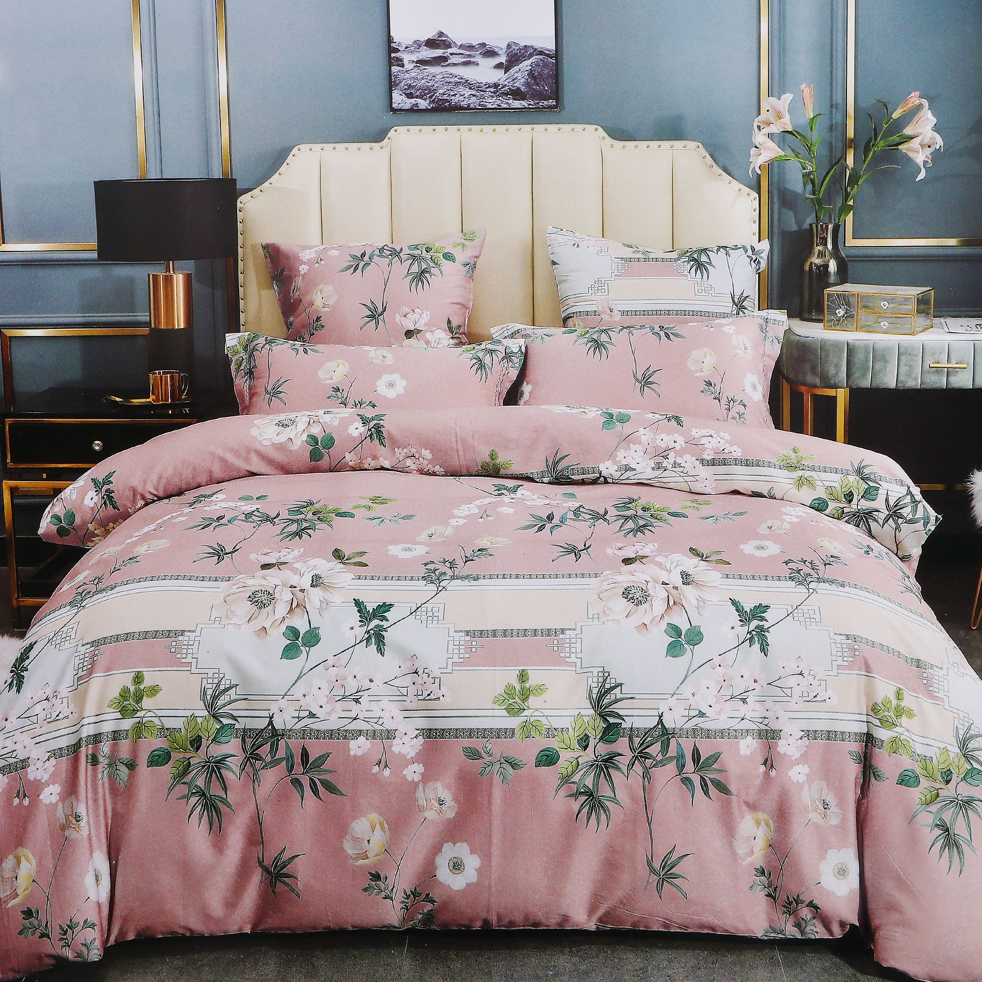 Комплект постельного белья Wonne Traum Elegance Great Wall pink Евро