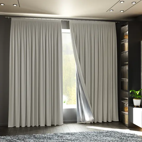 Комплект штор на ленте блэкаут Miamoza Dark 150x250 см цвет светло-бежевый