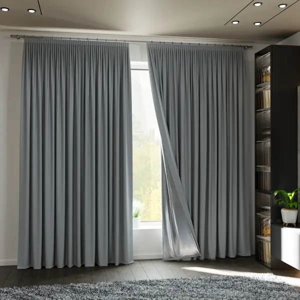 Комплект штор на ленте блэкаут Miamoza Dark 150x250 см цвет серый