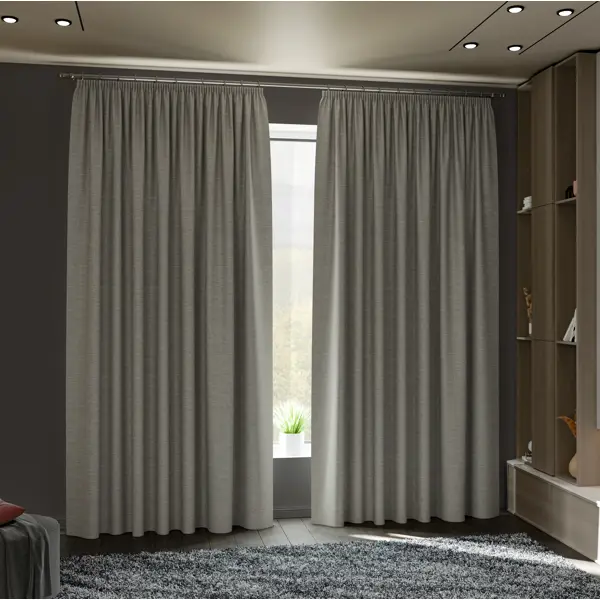 Комплект штор на ленте блэкаут Miamoza Nola 150x250 см цвет серо-коричневый