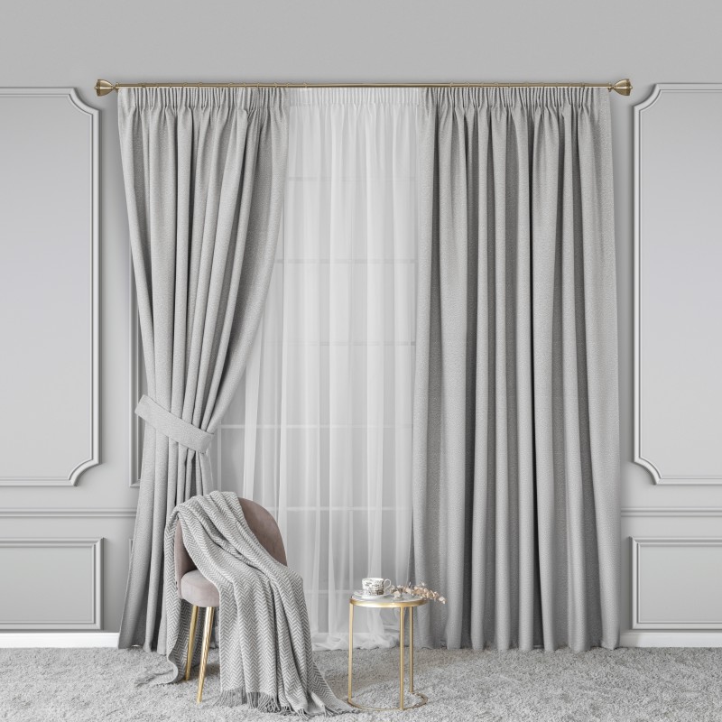 Комплект штор с подхватами Togas Флио серые 260x275 см -2, подхваты-2, 4 пр.