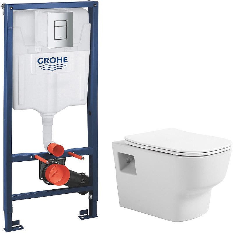 Комплект унитаза Avimano Tradition 1000090 с инсталляцией Grohe Rapid SL 38772001 с сиденьем Микролифт и клавишей смыва цвет Хром
