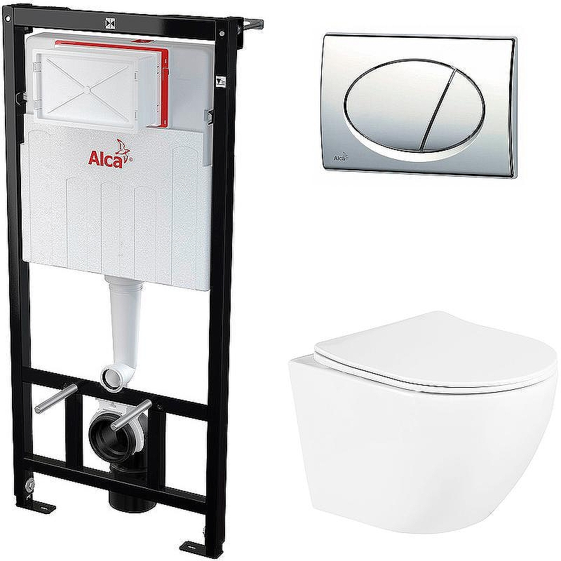Комплект унитаза BelBagno Uno BB3105CHR/SC с инсталляцией Alcaplast Sadromodul AM101/1120-3:1 RU M71-0001 с сиденьем Микролифт и клавишей смыва Хром