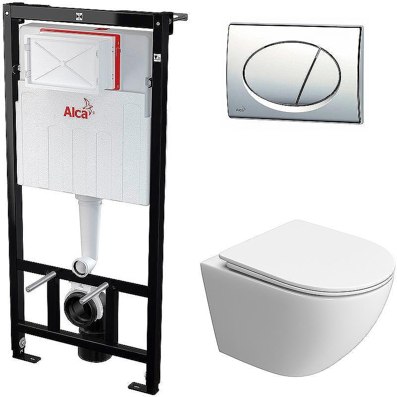 Комплект унитаза BelBagno Uno-Tor BB5177CH-TOR/SC с инсталляцией Alcaplast Sadromodul AM101/1120-3:1 RU M71-0001 с сиденьем Микролифт и клавишей смыва Хром