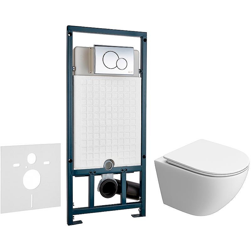 Комплект унитаза BelBagno Uno-Tor BB5177CH-TOR/SC с сиденьем Микролифт и инсталляцией WeltWasser WW Marberg 507 10000005949+10000005952 с клавишей смыва Хром глянцевый