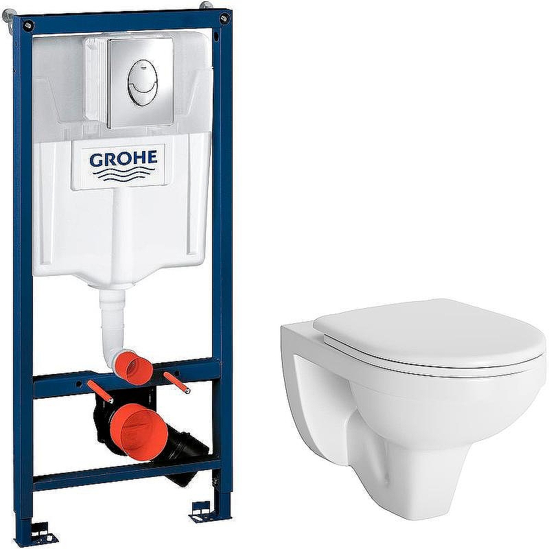Комплект унитаза Berges Gamma 081105 с инсталляцией Grohe Rapid SL 38721001 с сиденьем Микролифт и клавишей смыва Хром