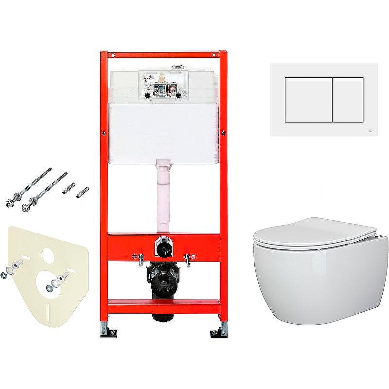 Комплект унитаза Ceramicanova Play CN3001 с инсталляцией Tece Base 9400413 с сиденьем Микролифт и Белой клавишей смыва