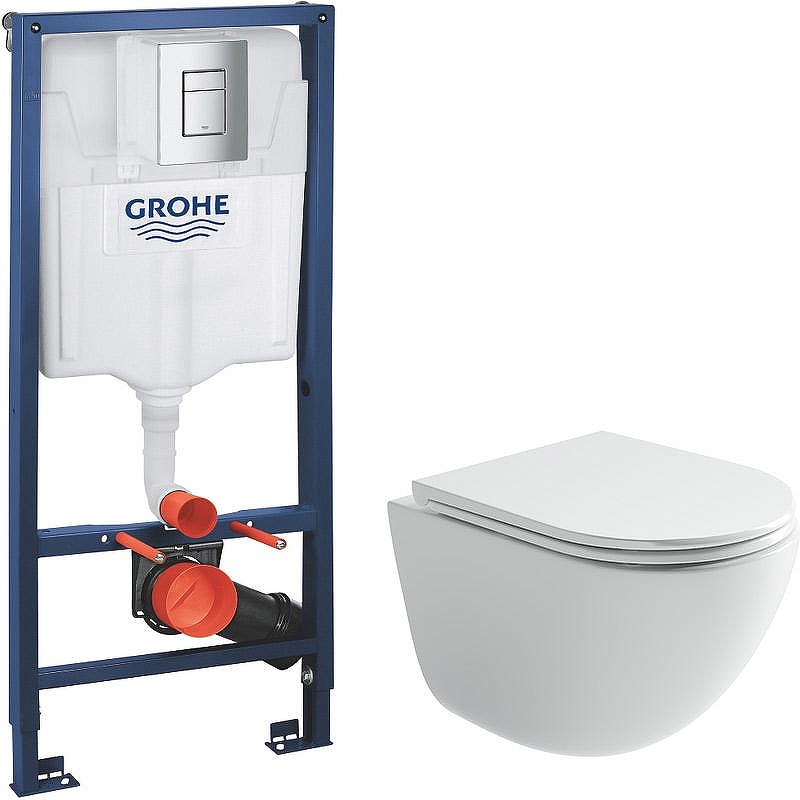 Комплект унитаза Ceramicanova Vogue CN4008T с инсталляцией Grohe Rapid SL 38772001 с сиденьем Микролифт и клавишей смыва Хром