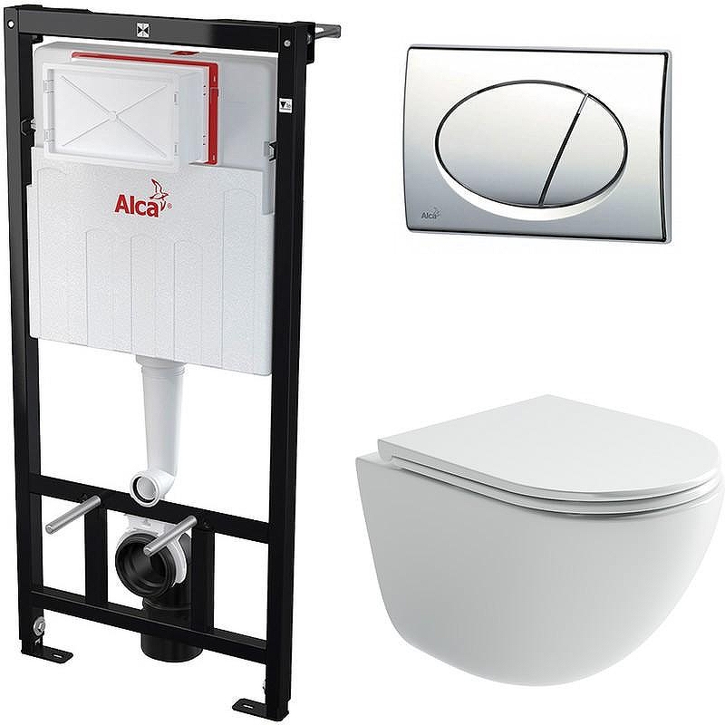 Комплект унитаза Ceramicanova Vogue CN4008T с инсталляцией Alcaplast Sadromodul AM101/1120-3:1 RU M71-0001 с сиденьем Микролифт и клавишей смыва Хром