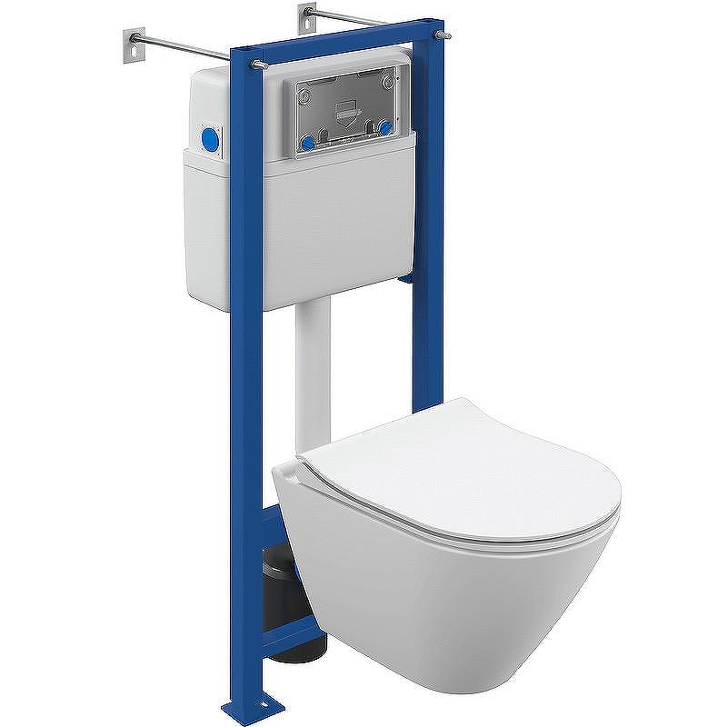 Комплект унитаза Cersanit City Smart CO DPL EO slim LP с инсталляцией Vector 64917 с сиденьем Микролифт