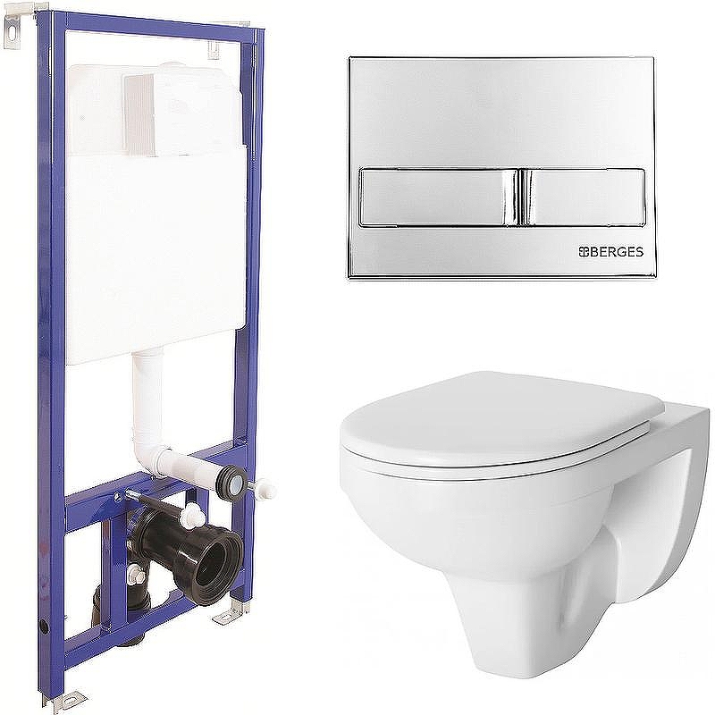 Комплект унитаза Damixa Jupiter DX77C1738SC с инсталляцией Berges Novum L3 040213 с сиденьем Микролифт и клавишей смыва Хром