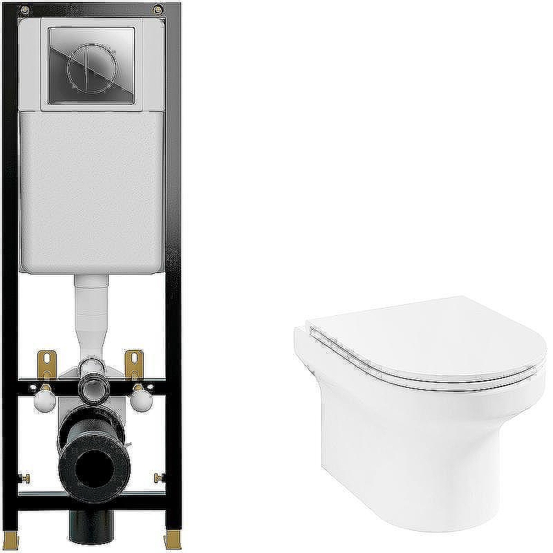 Комплект унитаза Jacob Delafon Elite EDX114RU-00 с инсталляцией Cersanit Black 35 S-IN-BLACK-Cg-w с сиденьем Микролифт и клавишей смыва Хром