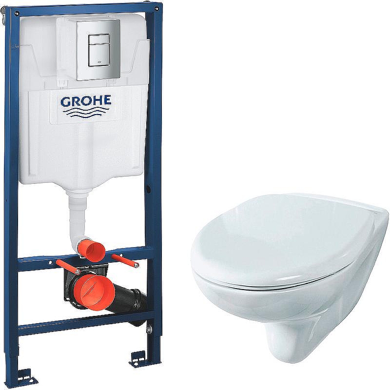 Комплект унитаза Rosa Элеганс Люкс Вн УнБ32 4620008195438 с инсталляцией Grohe Rapid SL 38772001 с сиденьем Микролифт и клавишей смыва Хром