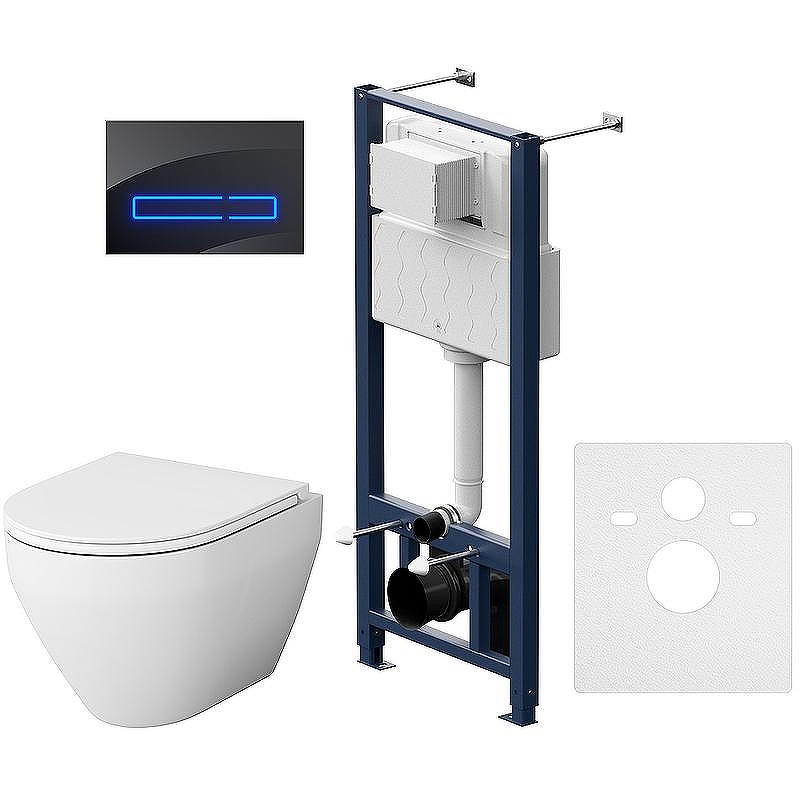 Комплект унитаза с инсталляцией AM.PM Spirit V2.0 FlashClean IS450A38.701700 с сиденьем Микролифт и Черной клавишей смыва