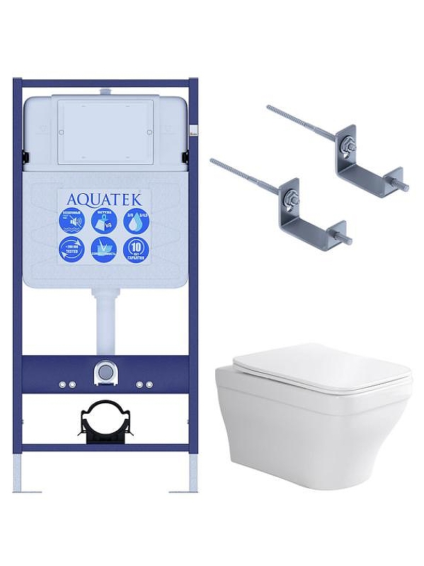 Комплект унитаза с инсталляцией Aquatek Set Aquatek Амадео KKI2 цвет Белый с сиденьем Микролифт