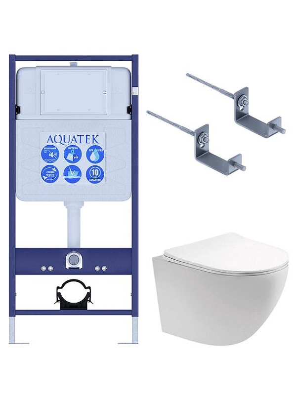 Комплект унитаза с инсталляцией Aquatek Set Aquatek Европа T-17-KKI2 цвет Белый с сиденьем Микролифт