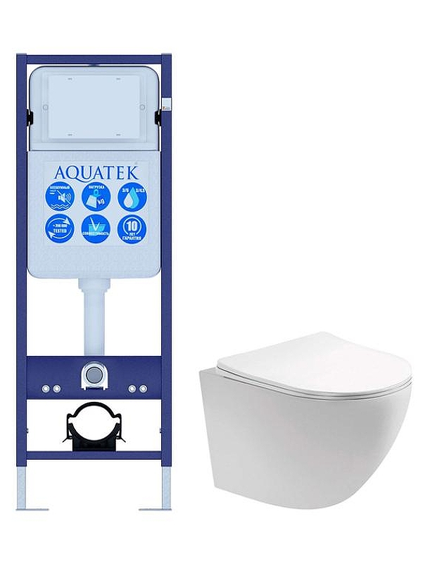 Комплект унитаза с инсталляцией Aquatek Set Aquatek Европа INS-017 цвет Белый с сиденьем Микролифт