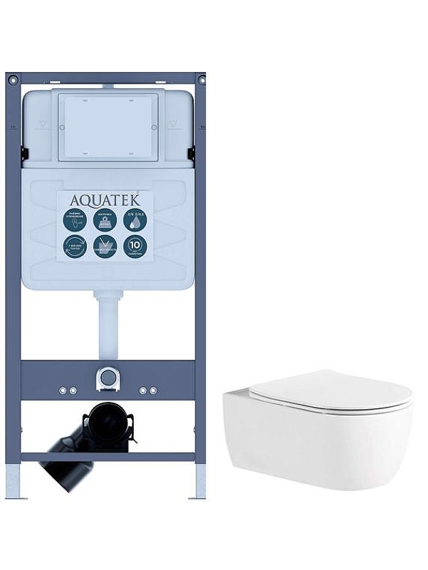 Комплект унитаза с инсталляцией Aquatek Set Aquatek Европа New-INSP01 цвет Белый с сиденьем Микролифт