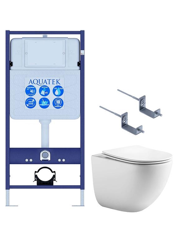 Комплект унитаза с инсталляцией Aquatek Set Aquatek Гелиос KKI2 цвет Белый с сиденьем Микролифт