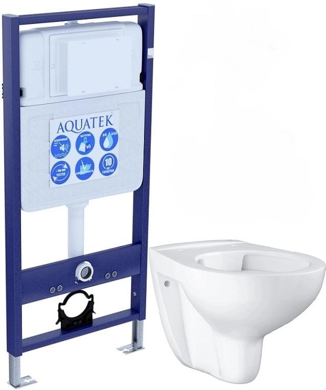 Комплект унитаза с инсталляцией Aquatek Set Aquatek КЛАССИК T цвет Белый с сиденьем Микролифт