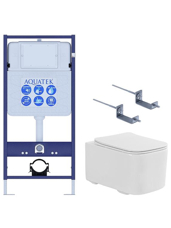 Комплект унитаза с инсталляцией Aquatek Set Aquatek Квадро T-KKI цвет Белый с сиденьем Микролифт