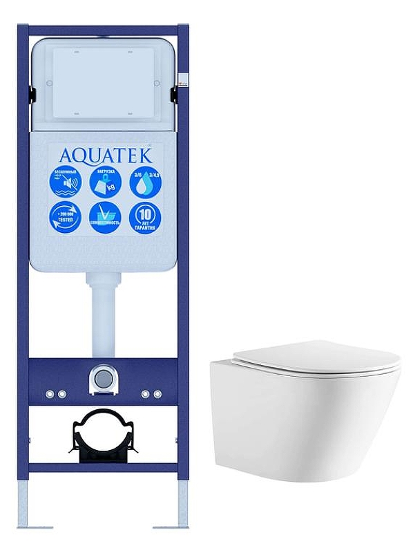 Комплект унитаза с инсталляцией Aquatek Set Aquatek Либерти INS-017 цвет Белый с сиденьем Микролифт