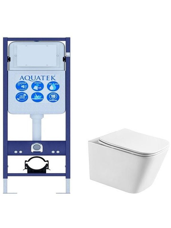 Комплект унитаза с инсталляцией Aquatek Set Aquatek Либра T-INS17 цвет Белый с сиденьем Микролифт