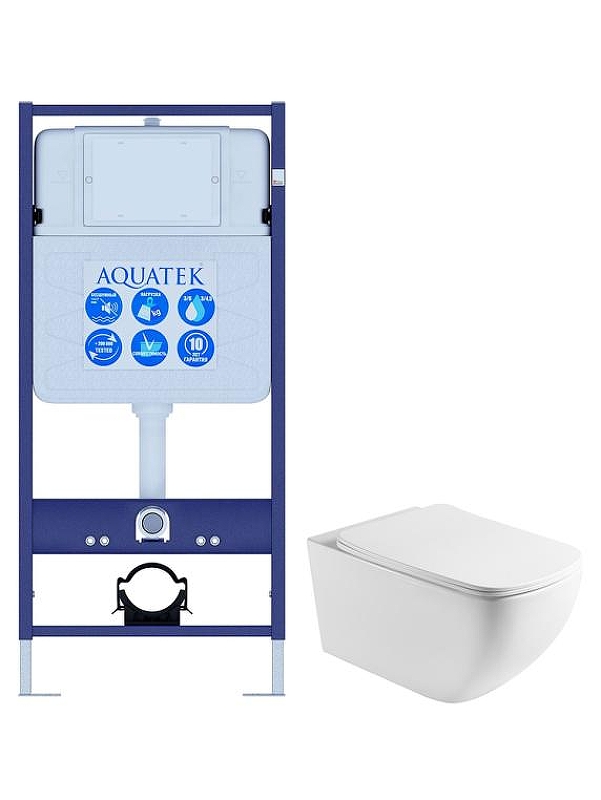 Комплект унитаза с инсталляцией Aquatek Set Aquatek Медея T 2в1 цвет Белый с сиденьем Микролифт