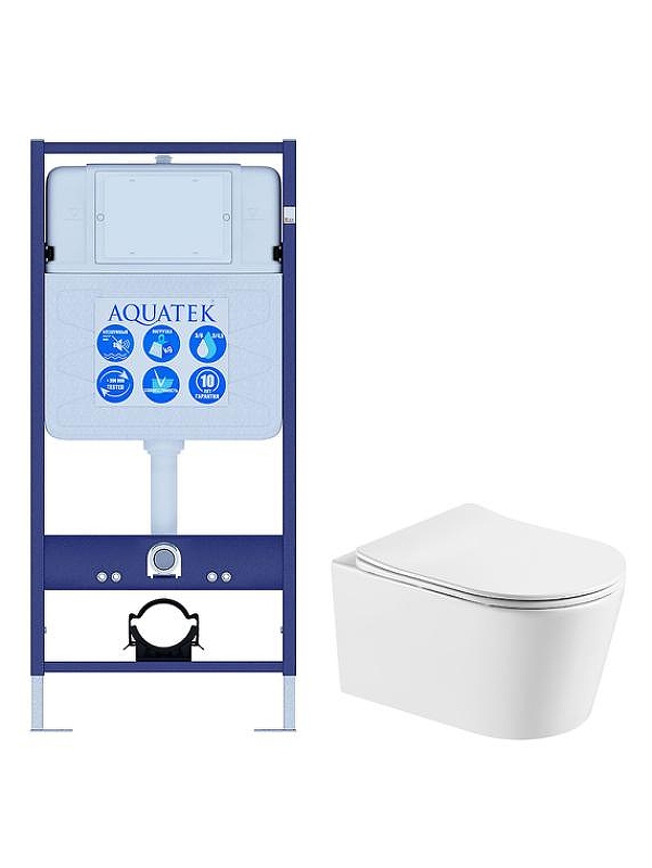 Комплект унитаза с инсталляцией Aquatek Set Aquatek Оберон WT цвет Белый с сиденьем Микролифт