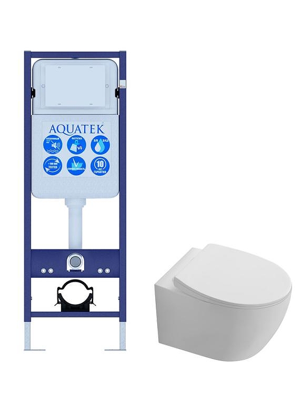 Комплект унитаза с инсталляцией Aquatek Set Aquatek Сириус-INS17 цвет Белый с сиденьем Микролифт