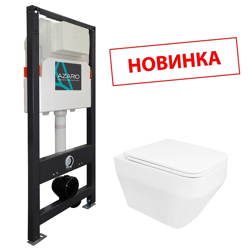 Комплект унитаза с инсталляцией Azario AZ-501A+AZ-0062 цвет Белый с сиденьем Микролифт