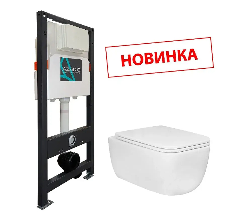 Комплект унитаза с инсталляцией Azario AZ-501A+AZ-0076 UQ1 цвет Белый с сиденьем Микролифт
