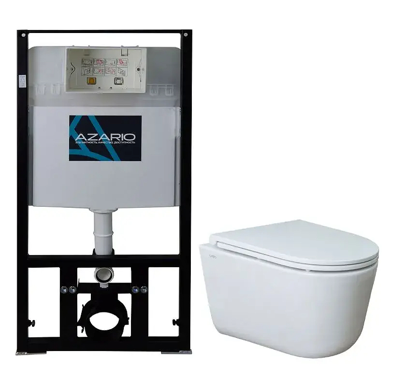 Комплект унитаза с инсталляцией Azario AZ-8010-1000+LY1100R цвет Белый с сиденьем Микролифт