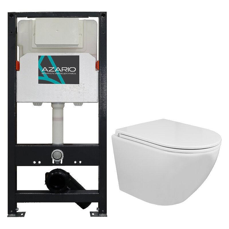 Комплект унитаза с инсталляцией Azario Grado AZ-501A+AZ-0046N цвет Белый с сиденьем Микролифт