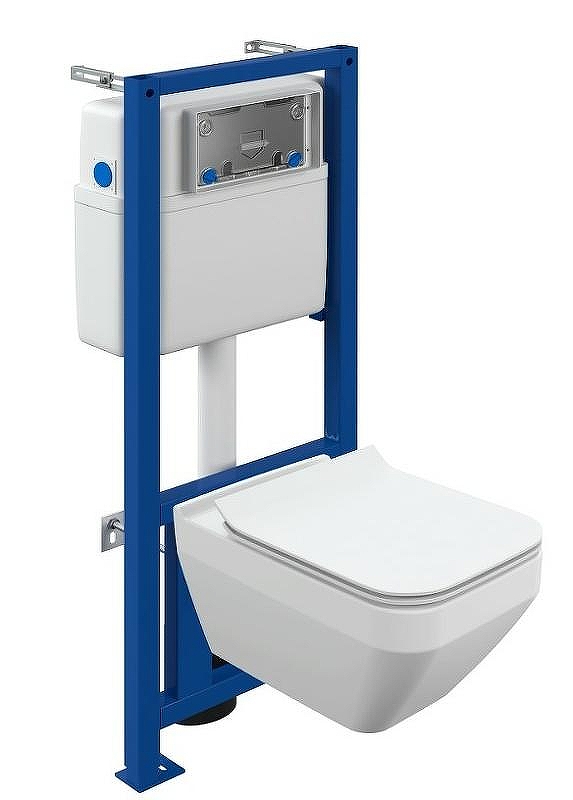 Комплект унитаза с инсталляцией Cersanit Crea Square CO DPL EO slim 63997 с сиденьем Микролифт
