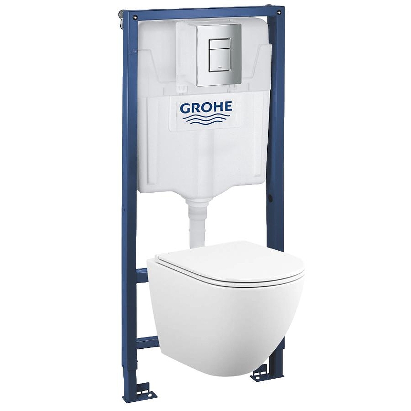 Комплект унитаза с инсталляцией Grohe Rapid SL 39181001 цвет Белый с сиденьем Микролифт и клавишей смыва цвет Хром