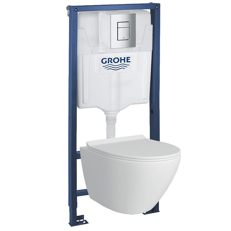Комплект унитаза с инсталляцией Grohe Rapid SL 39183001 цвет Белый с сиденьем Микролифт и клавишей смыва цвет Хром