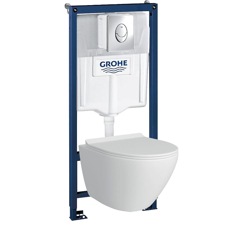 Комплект унитаза с инсталляцией Grohe Rapid SL 39189001 цвет Белый с сиденьем Микролифт и клавишей смыва цвет Хром