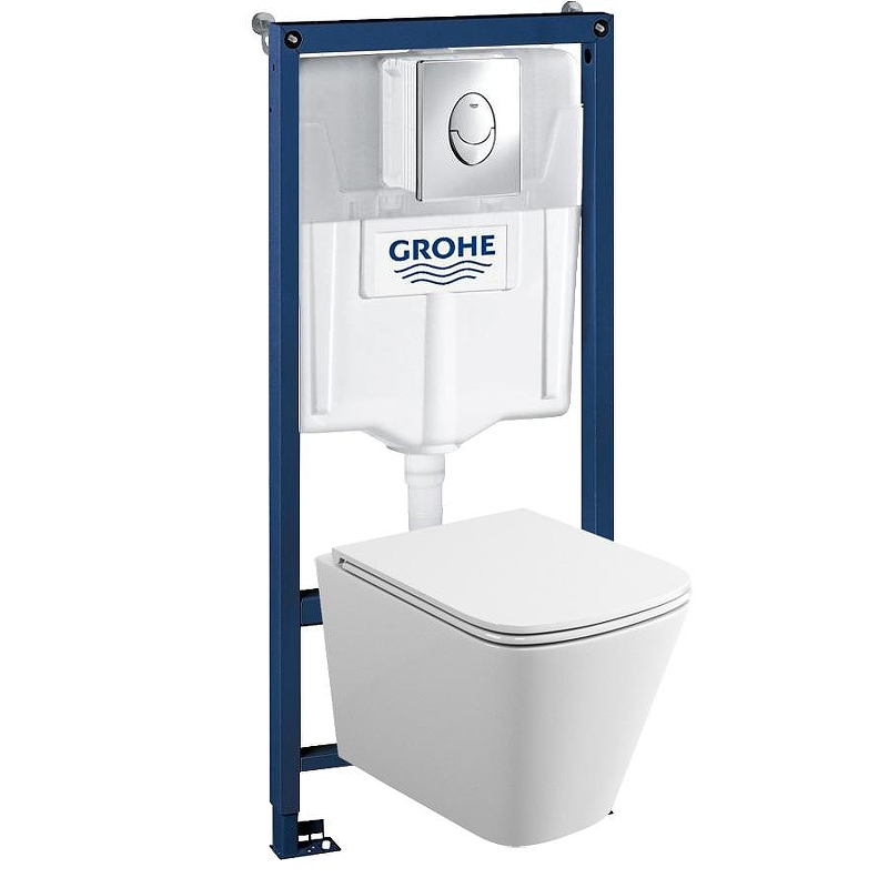 Комплект унитаза с инсталляцией Grohe Rapid SL 39195001 цвет Белый с сиденьем Микролифт и клавишей смыва цвет Хром